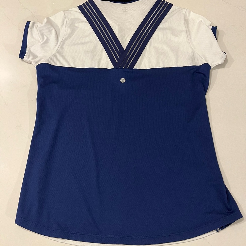 EP New York Polo Shirt Women’s Small White Blue Golfing Activewear Logo - Picture 3 of 9
